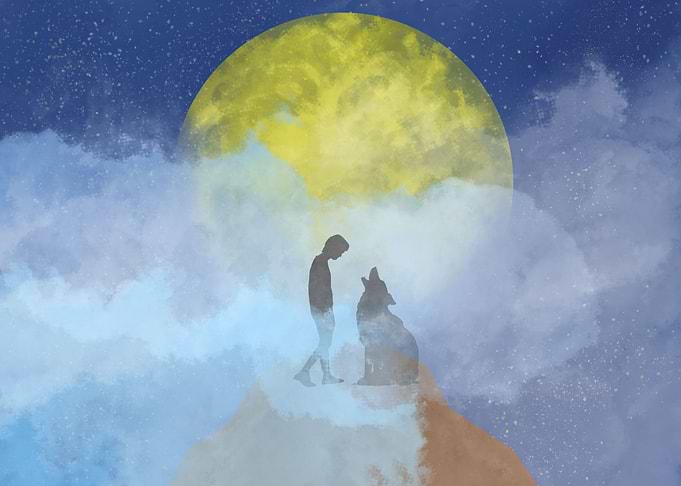 The man and his wolf