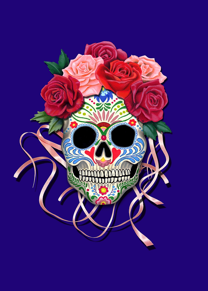Mexican Roses Skull
