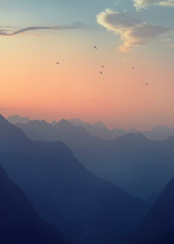mountain sunrise haze