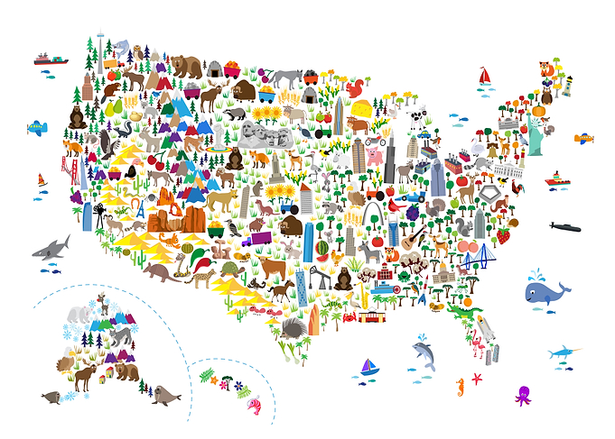 Animal Map USA for Kids