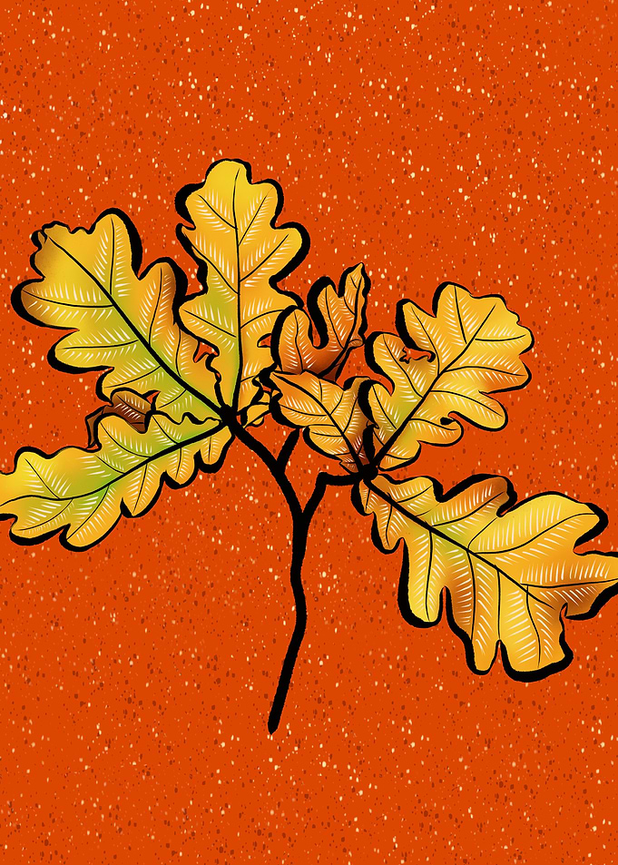 Oak Leaves Autumnal Art