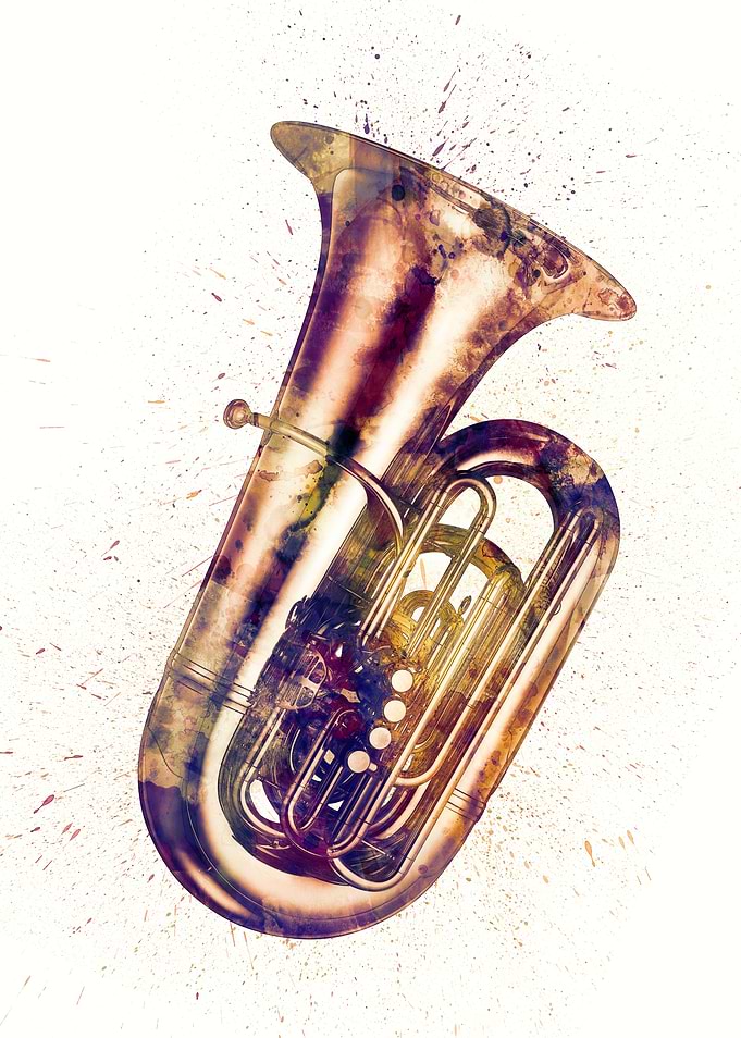Tuba Abstract Watercolor