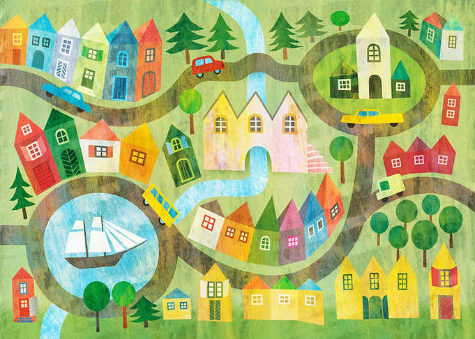 Roads Houses Lake