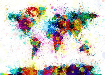World Map Paint Splashes