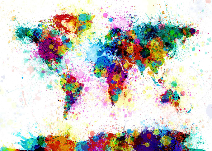 World Map Paint Splashes
