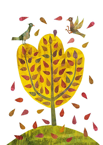 Birds Playing With Leaves