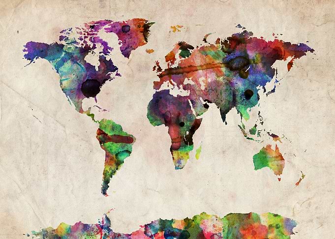 World Map Urban Painting