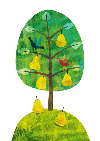 Birds on Summer Pear Tree