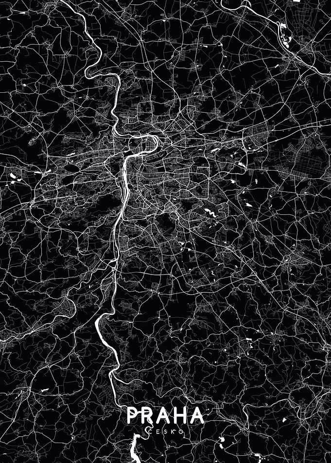 Prague map black
