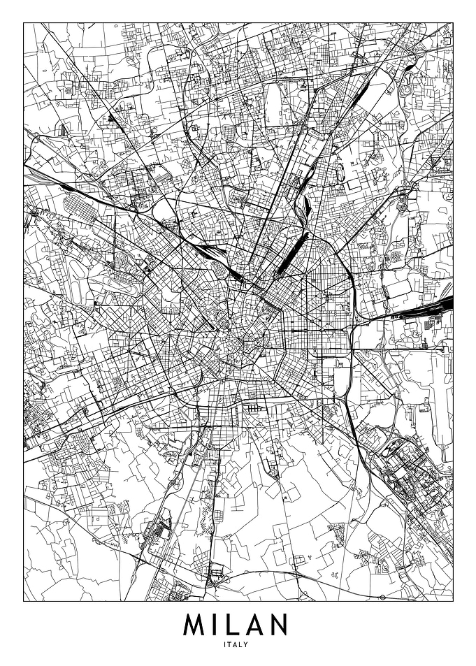 Milan White Map