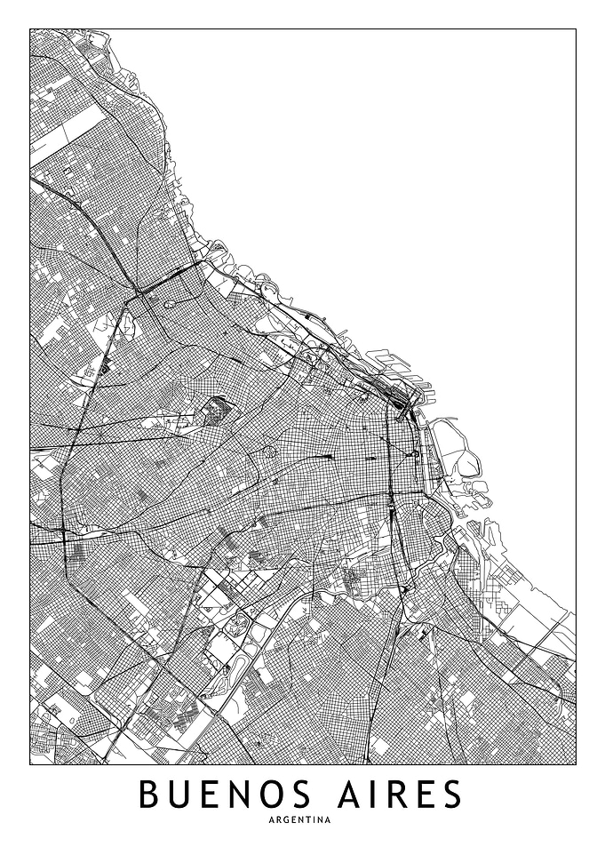 Buenos Aires White Map