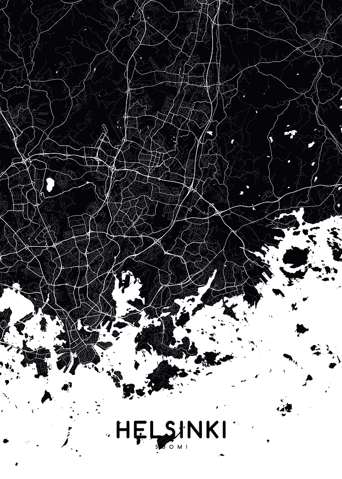 Helsinki map black