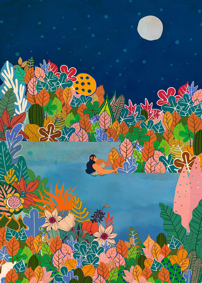 Moonlight Swimming Girl