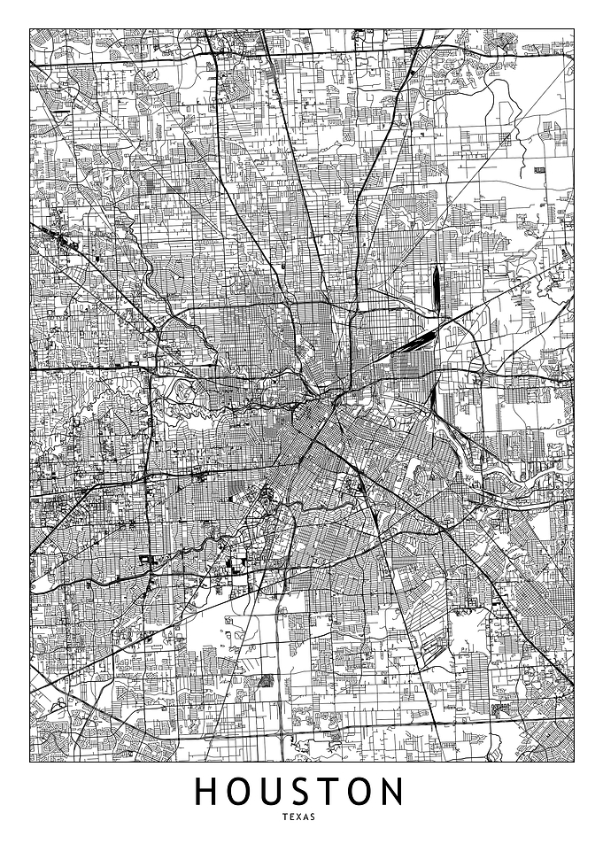 Houston White Map