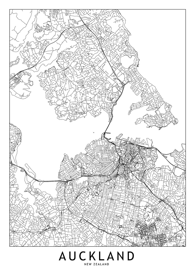 Aukland White Map