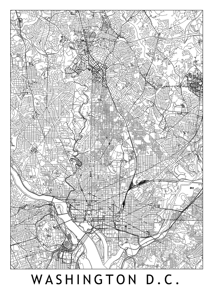 Washington White Map