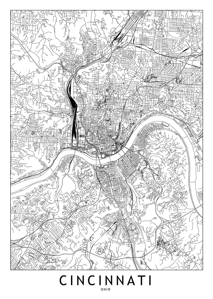 Cincinnati White Map