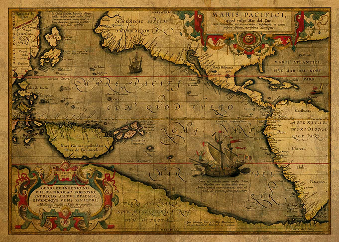 Old Map Pacific Ocean 1579