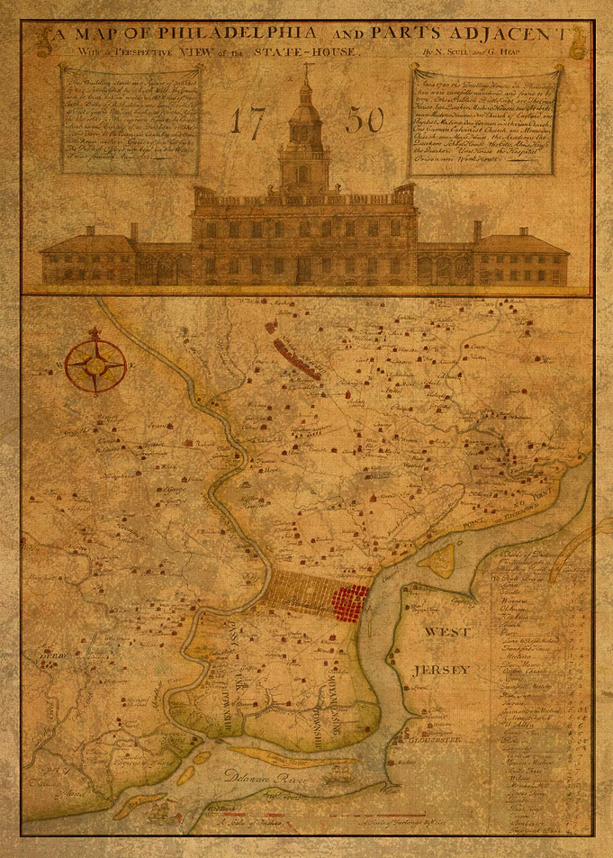 Old Map Philadelphia 1750