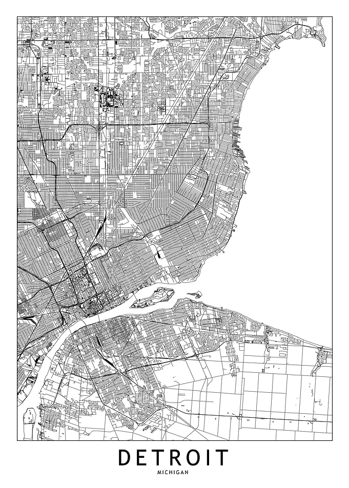 Detroit White Map