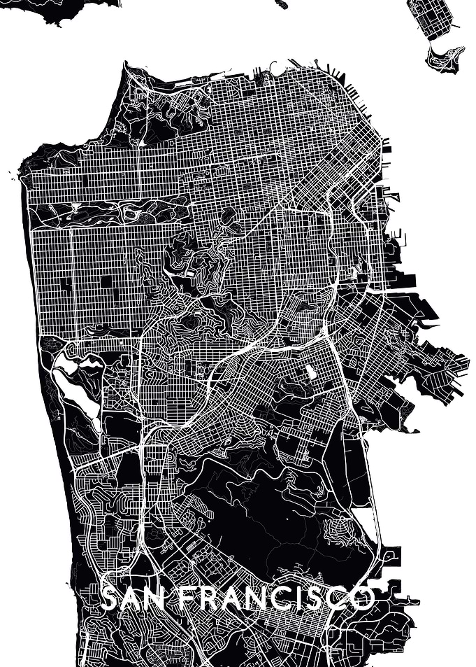 San Francisco map black