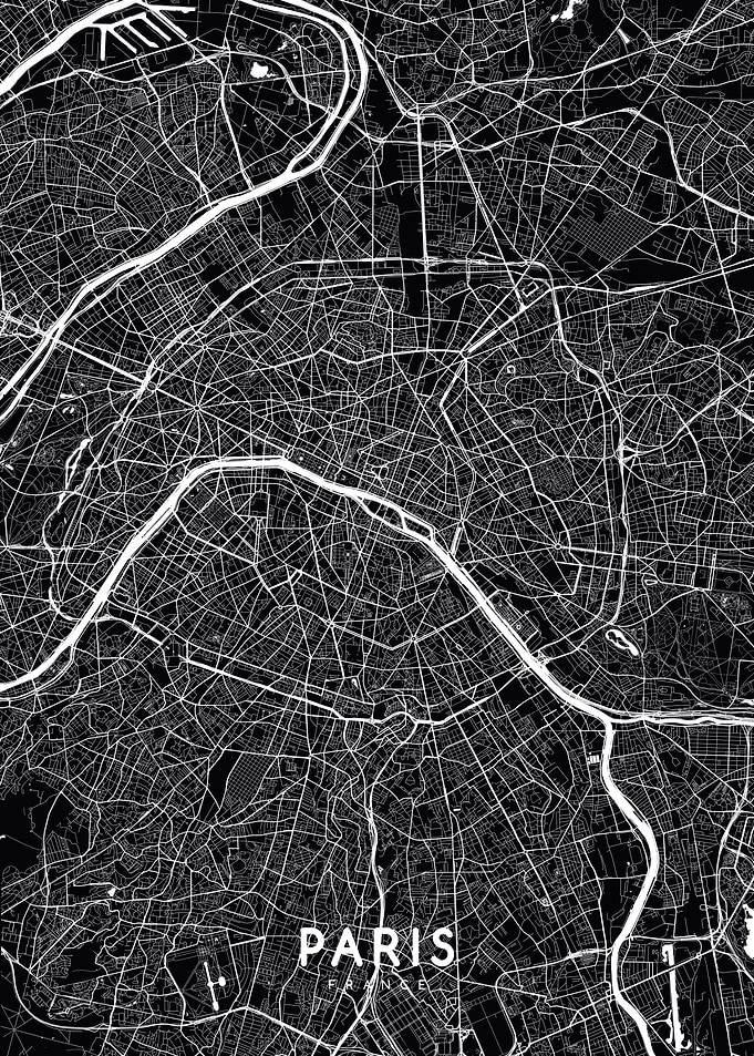 Paris map black