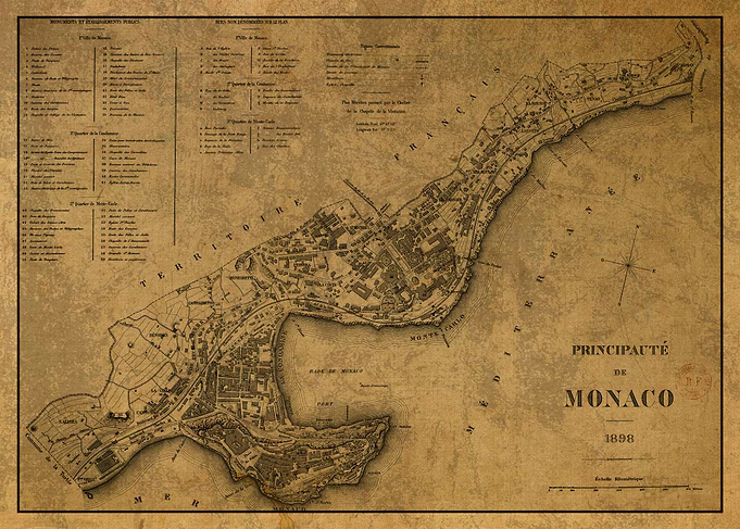 Old Map of Monaco 1898