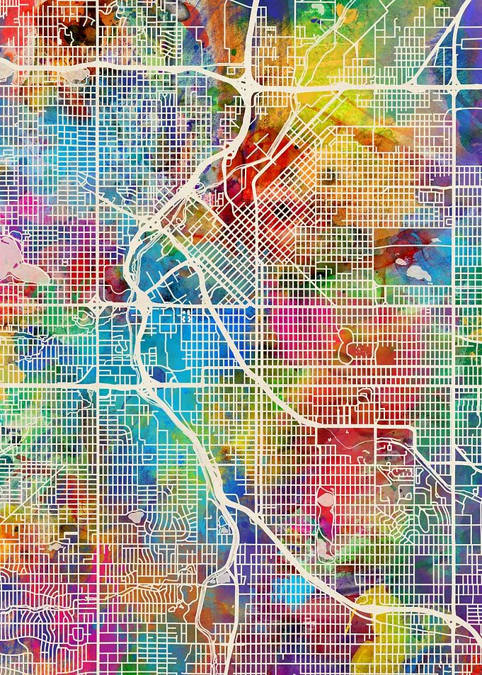 Denver Map Watercolor