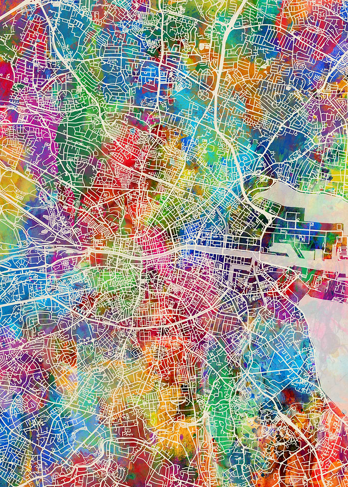 Dublin Map Watercolor