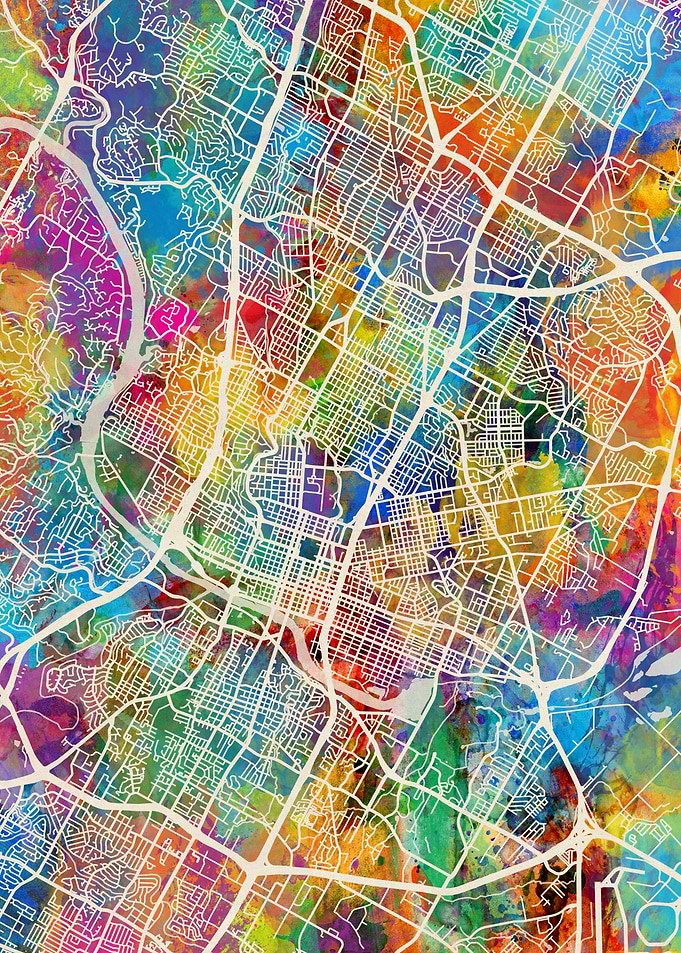 Austin Map Watercolor