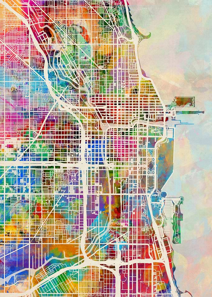 Chicago Map Watercolor