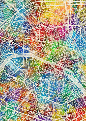 Paris Map Watercolor
