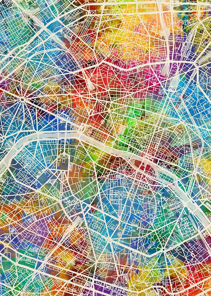 Paris Map Watercolor