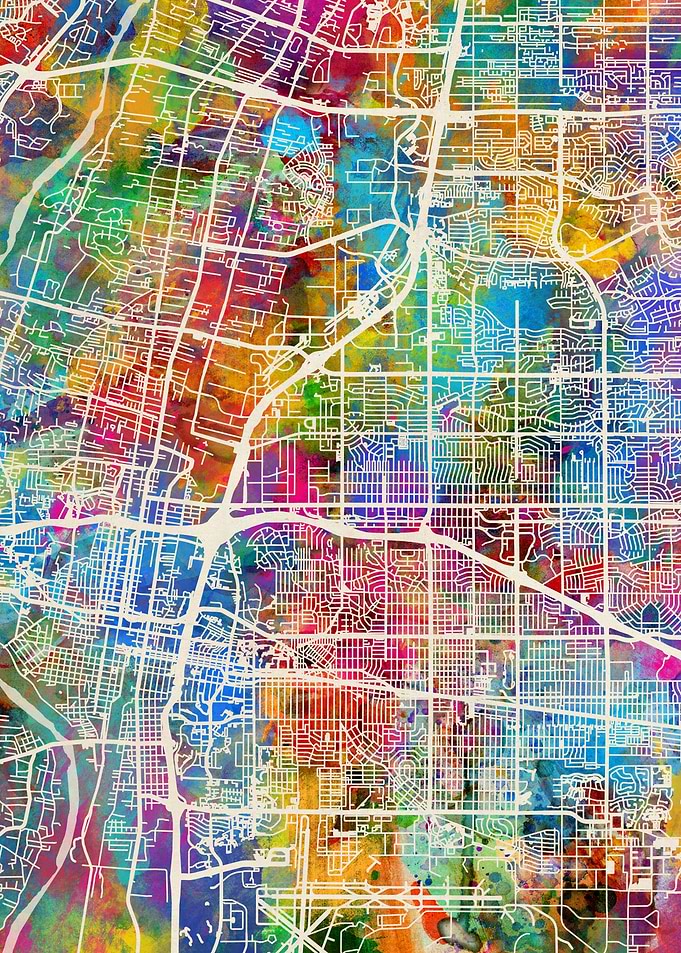 Albuquerque Map Watercolor