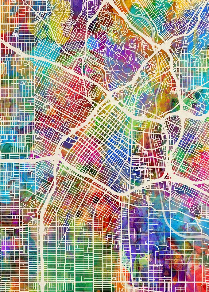 Los Angeles Map Watercolor