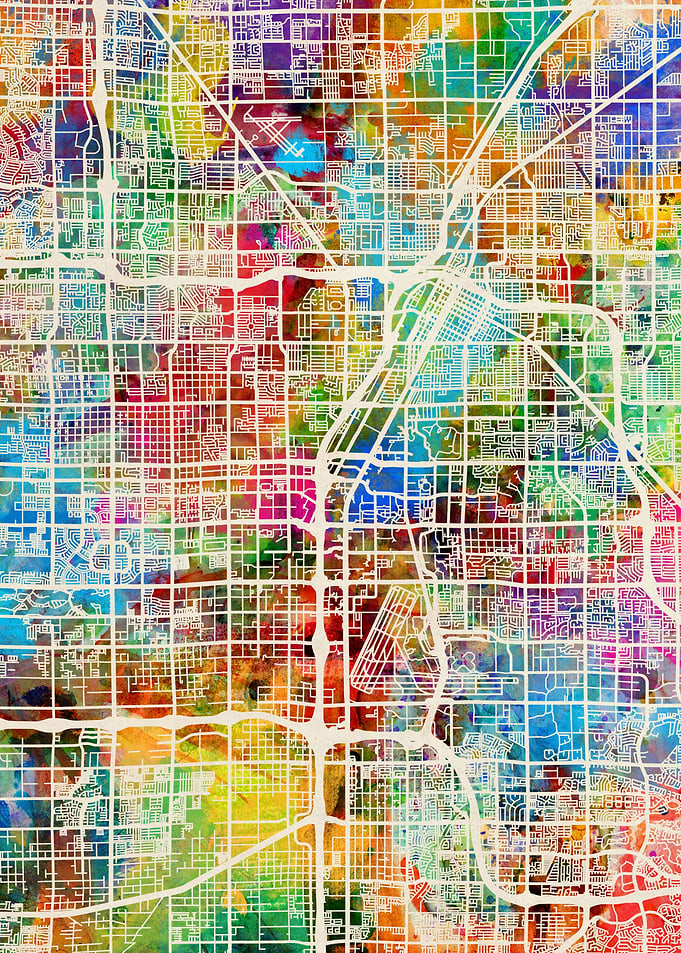 Las Vegas Map Watercolor