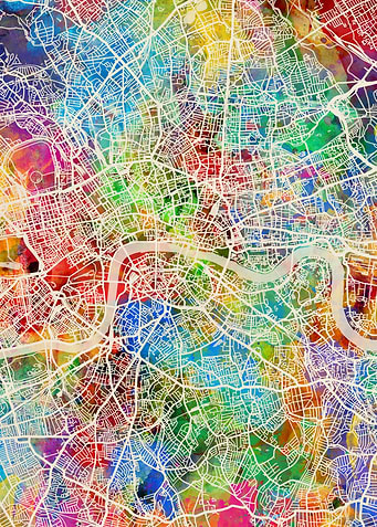 London Map Watercolor