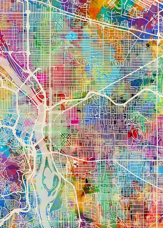 Portland Map Watercolor