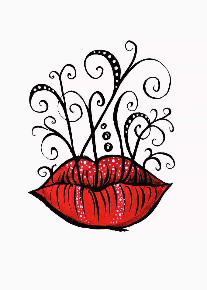 Weird lips tattoo style