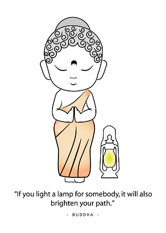 Cute Buddha with a lamp