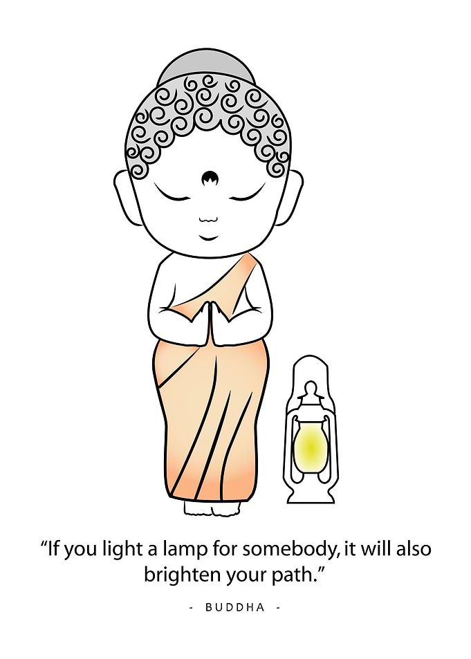 Cute Buddha with a lamp