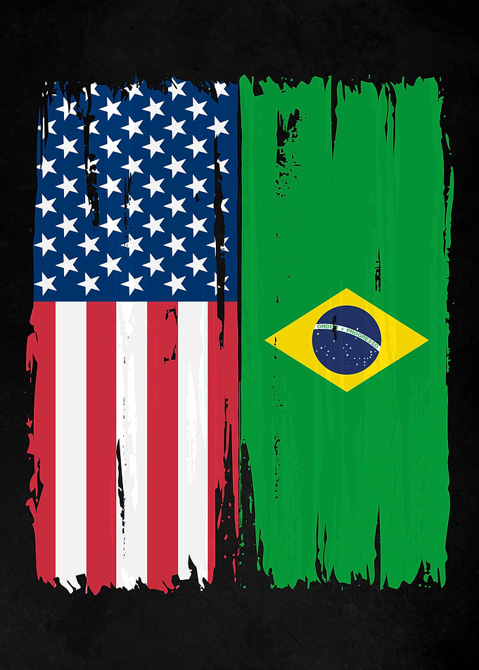 USA Brazil Split Flag