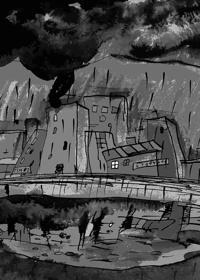Autumn Rain in Black