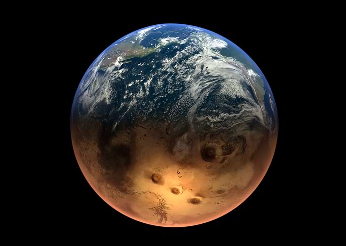 EARTH AND MARS FROM SPACE