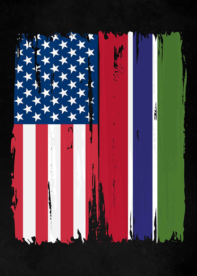 USA Gambia Split Flag