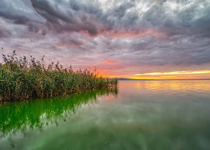 Sunset over the lake