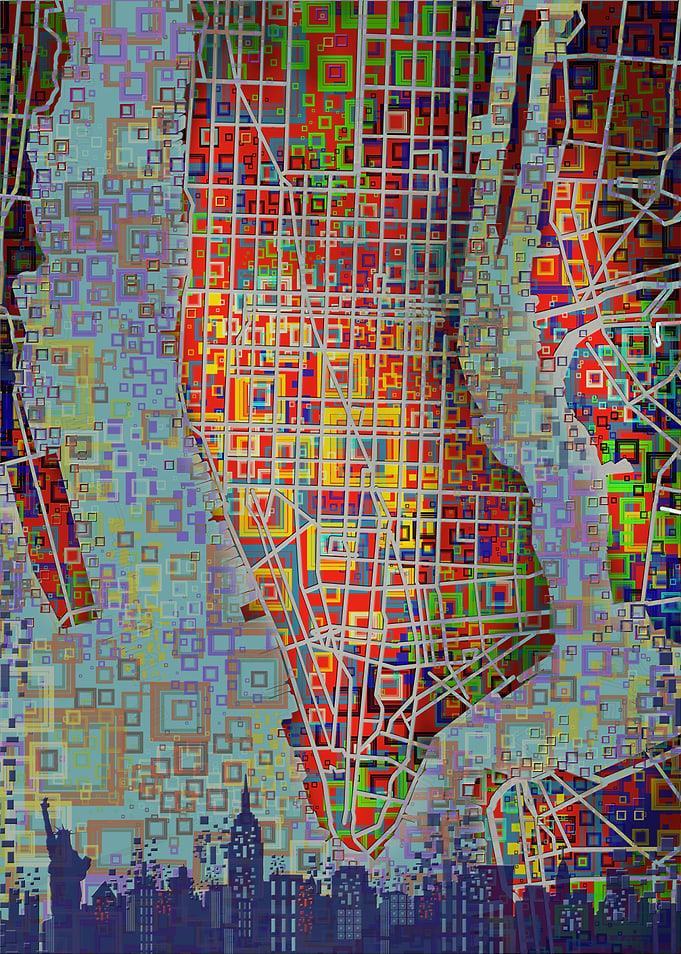 new york map abstract