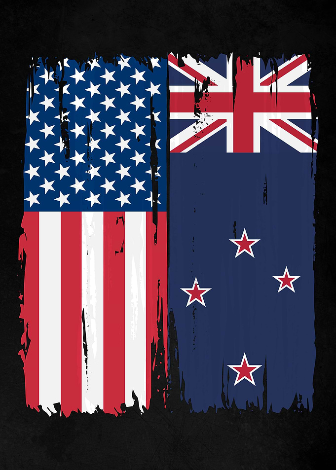 USA New Zealand Split Flag