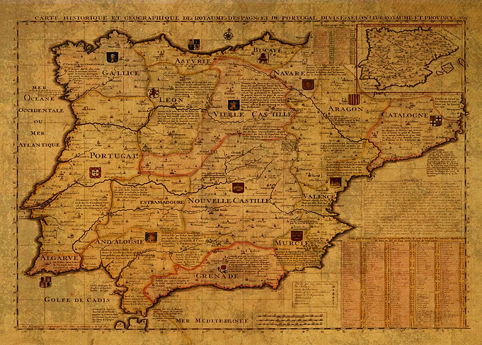 Spain Portugal Map 1789