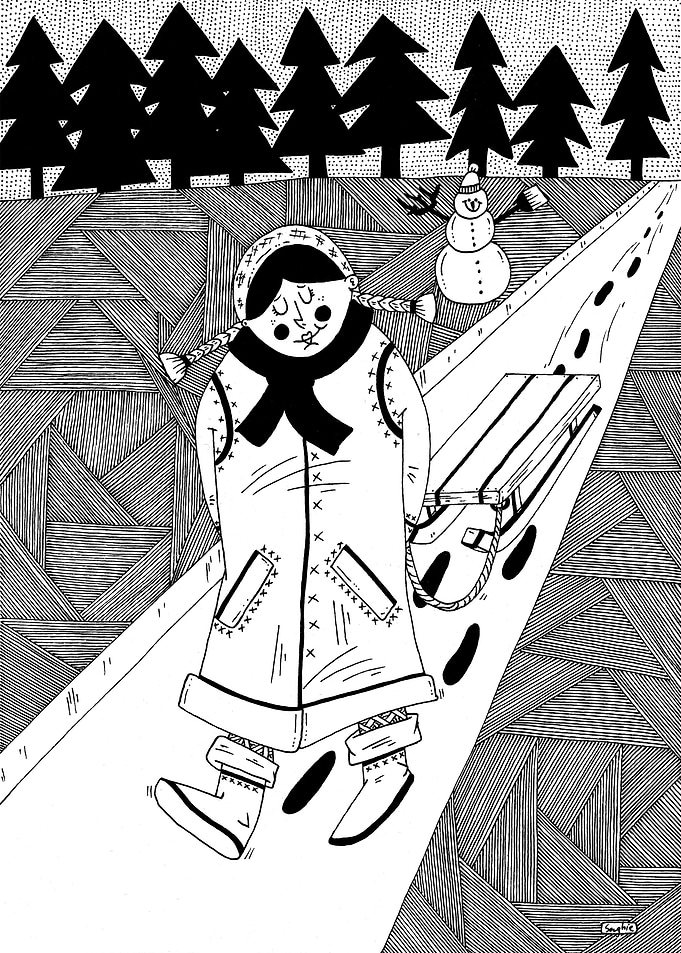 Girl with sledge